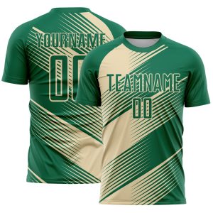 Custom Kelly Green Cream Line Sublimation Soccer Uniform Jersey