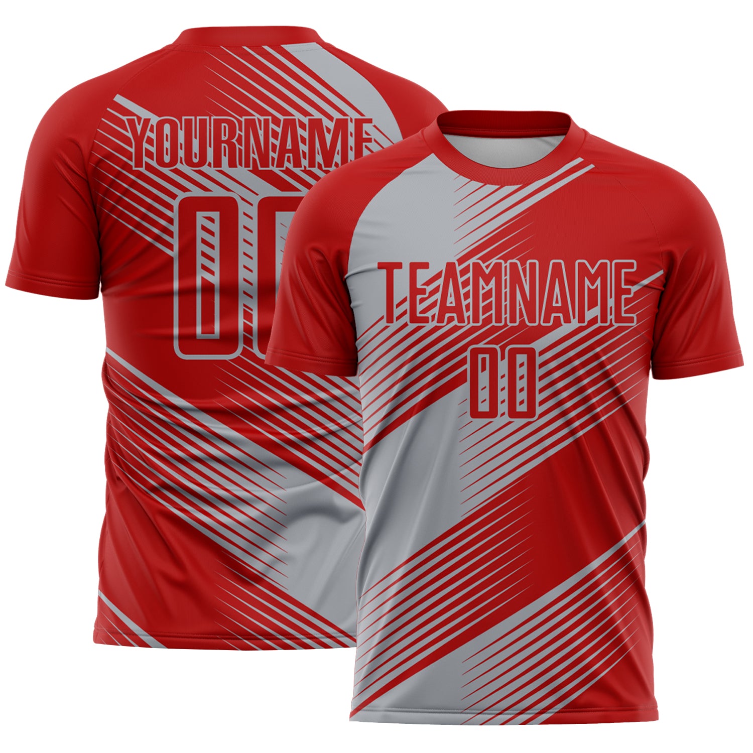 Custom Red Gray Line Sublimation Soccer Uniform Jersey